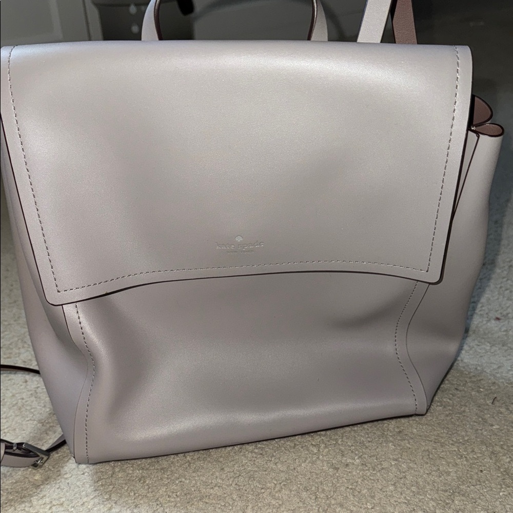 Kate Spade Soft Gray Leather Backpack